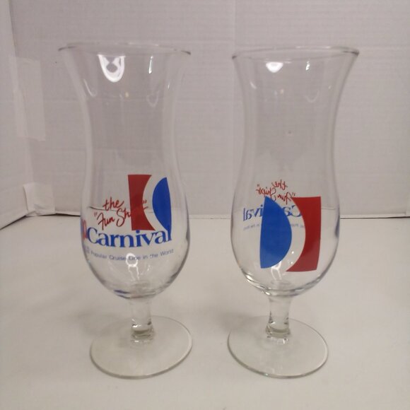 Vintage Carnival Cruise Line Cocktail Wine Glass Lot of 2 The Fun Ships 8" - Picture 2 of 9